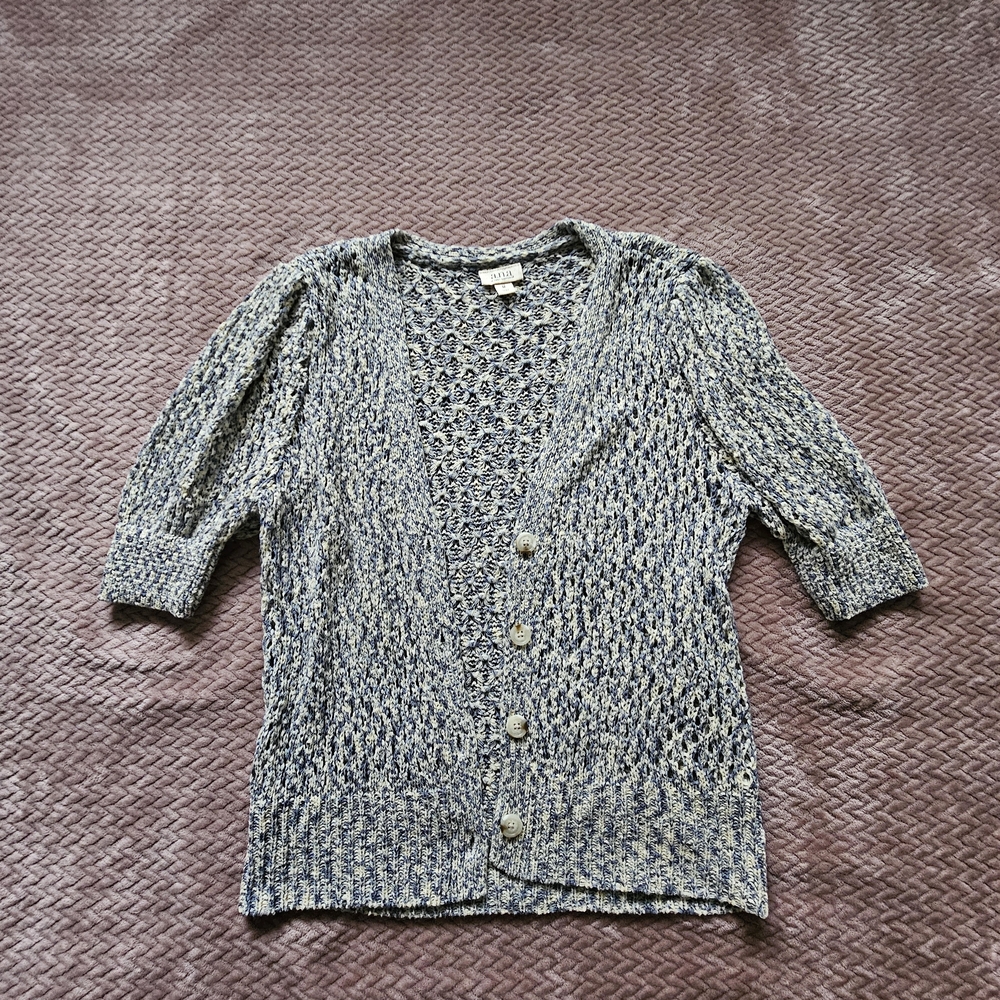 a.n.a Blue and Cream Knit Cardigan